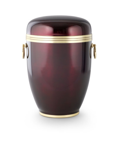 Kupferurne aubergine, Griffe und Sockel Messing - Urnen - Kupferurnen