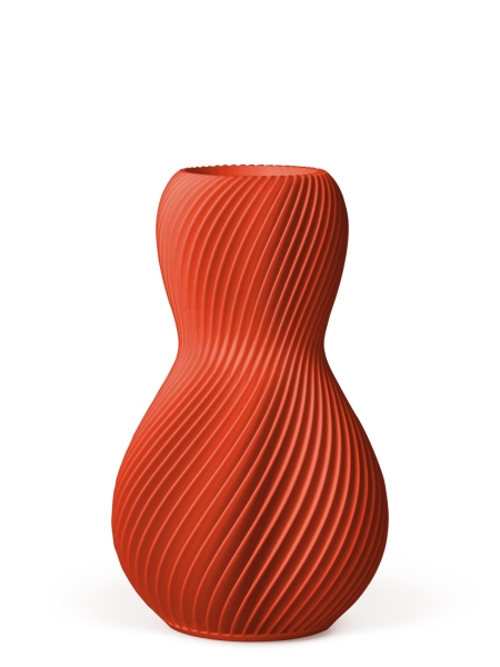Vase 3D-Druck, Helios, Orientrot, M (23 cm) - 480g