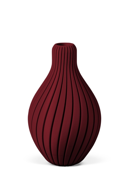 Vase 3D-Druck, Aurora, Weinrot, M (23 cm) - 480g