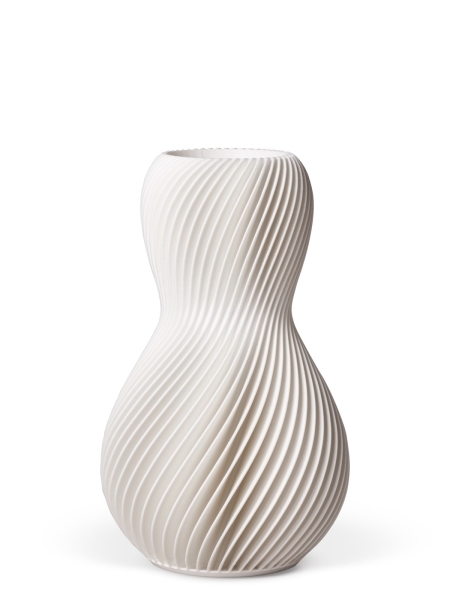 Vase 3D-Druck, Helios, Weiß, M (23 cm) - 480g