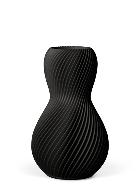 Vase 3D-Druck, Helios, Anthrazitt, M (23 cm) - 480g