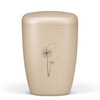 Naturstoffurne, Perlbeige, Lasergravur, Pusteblume
