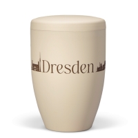 Naturstoffurne, Sandbeige, Lasergravur Stadt Dresden