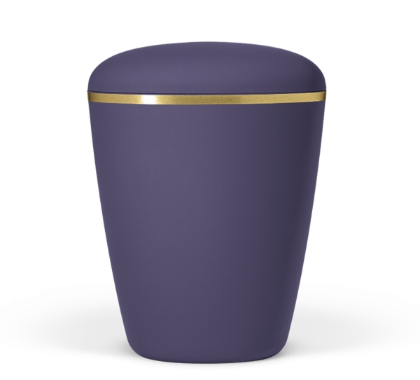 Naturstoffurne, Violett Velours Goldband gebürstet