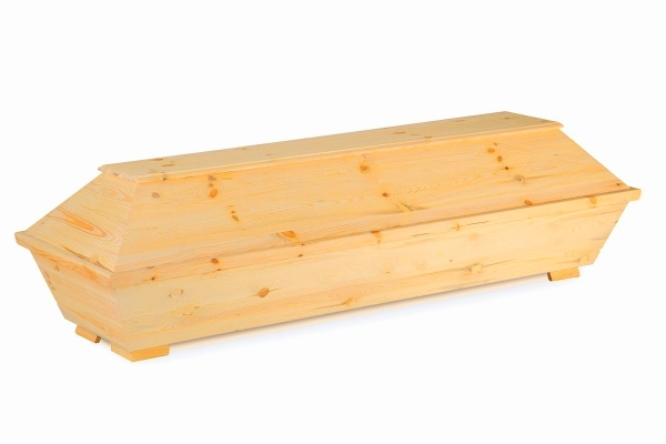 einfacher Sarg glatt 008, OF natur lackiert, inkl. AU (Palette 17 Stück)