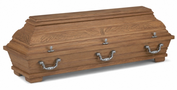 klassischer Kiefern-Wulstsarg 030 mit Ornamenten,  rustikal patiniert,