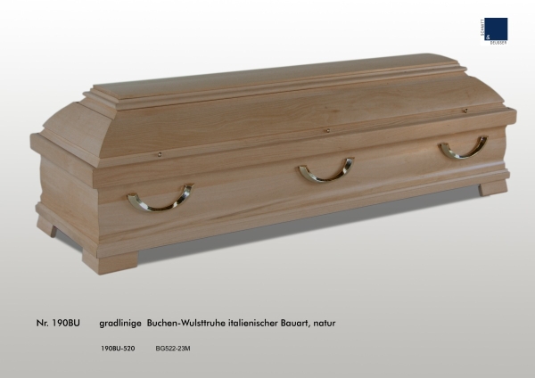 stilvolle Buchentruhe 190 mit Wulst, natur