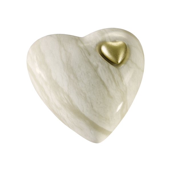 HERZ BIO-LEHM Urne Marmor gold