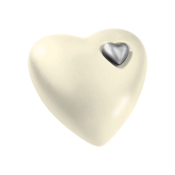 HERZ BIO-LEHM Urne sandbeige silber