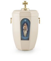 Kupferurne elfenbein, Mutter mit Kind, Kreuz