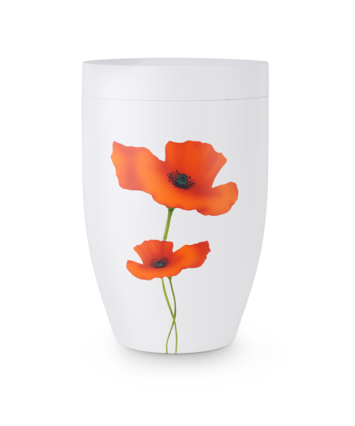 Stahlurne Designerurne, Motiv Klatschmohn,