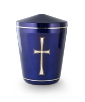 Kupferurne kobalt, Emblem Kreuz od. Flamme