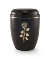 Stahlurne schwarz, Goldstreifen, Rose