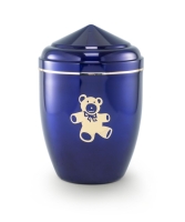 Kupferurne kobalt-blau, Motiv "Teddy"