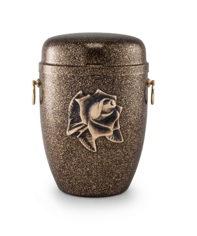 Stahlurne schwarzmessing Rose und Griffen