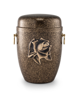 Stahlurne schwarzmessing Rose und Griffen