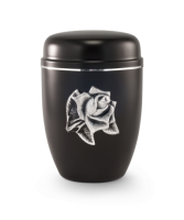 Stahlurne schwarz, Rosenbl&uuml;te, Silberstreifen