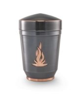 Kupferurne Emblem Flamme getrieben