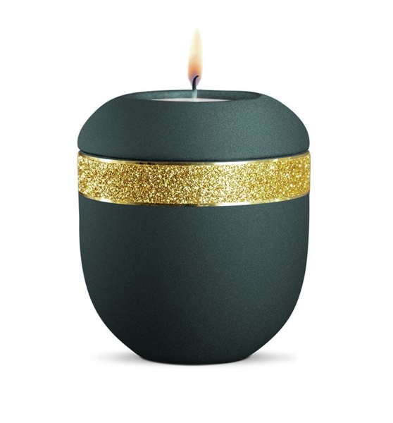 Porzellan-Gedenklicht Infinity Glamour Gold,