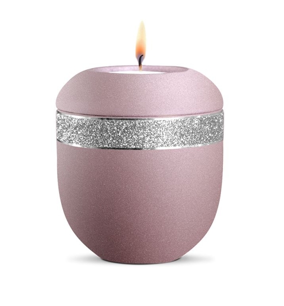 Porzellan-Gedenklicht Infinity Glamour Silber,