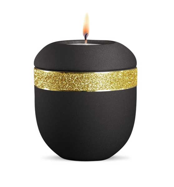 Porzellan-Gedenklicht Infinity Glamour Gold,