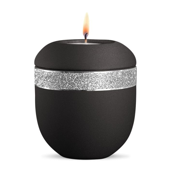 Porzellan-Gedenklicht Infinity Glamour Silber,