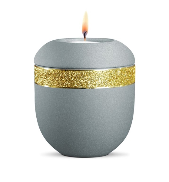 Porzellan-Gedenklicht Infinity Glamour Gold,