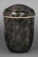 Stahlurne Schwarz-Bronze Handpatina, Goldband