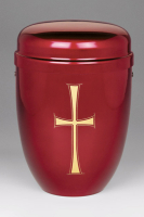 Stahlurne, Weinrot, Goldkreuz