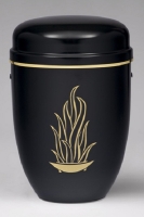 Stahlurne, Schwarz m. Goldflamme