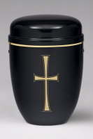 Stahlurne, Schwarz m. Goldkreuz