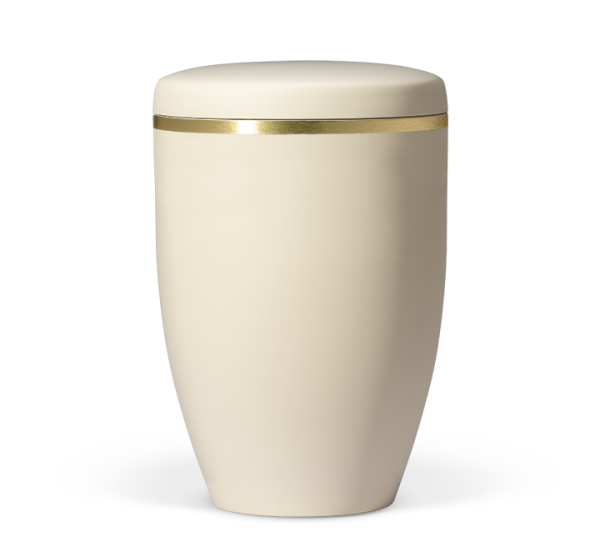 Naturstoffurne beige velour Goldband geb&uuml;rstet