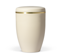 Naturstoffurne beige velour Goldband geb&uuml;rstet