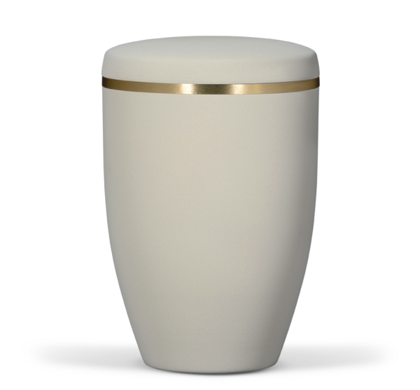 Stahlurne Beige Velours, Goldband geb&uuml;rstet