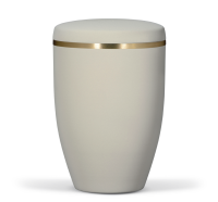 Stahlurne Beige Velours, Goldband geb&uuml;rstet