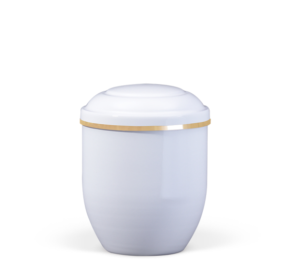 Mini-Kupferurne (0,25 l.), Wei&szlig;, Goldband