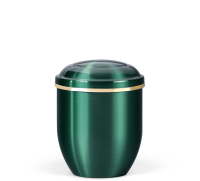 Mini-Kupferurne (0,25 l.), Moosgr&uuml;n, Goldband