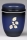 Stahlurne Blau-Schwarz patiniert, ART DESIGN Bl&auml;tter, Silberband