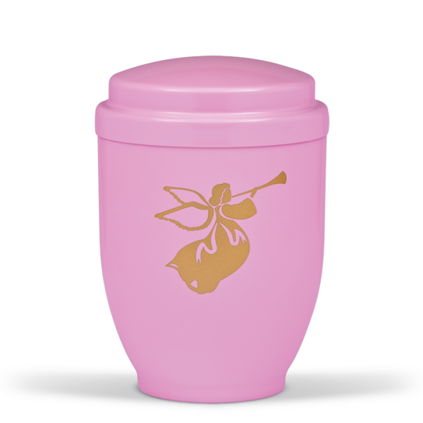Kleinurne aus Stahl, Rosa, Engel Goldfarbig