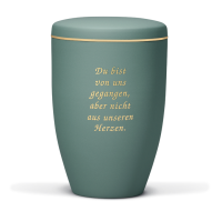 Olivegr&uuml;n Velour, Goldband, Trauertext Nr. 2