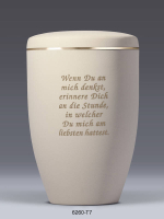 Stahlurne Beige Velour, Goldband,  Trauertext 7
