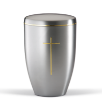 Stahlurne ZIHESTA, Gold Stripdome Kreuz, Goldband