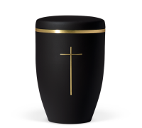 Naturstoffurne anthrazit velours Stripdom Kreuz, Goldband