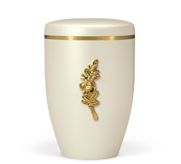 Naturstoffurne Cremewei&szlig; Perlmutt MS Rose, Goldband