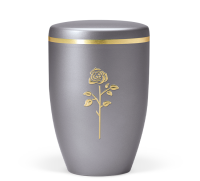 Naturstoffurne grau Stripdome Rose und Goldband