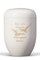 Naturstoffurne Cremeweiss, Airbrusch Tauben, Trauertext...