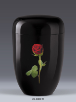 Naturstoffurne Schwarz, Stielrose mit Airbrush