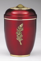 Stahlurne Bordeaux Rot, Messing Rosenbund, Messing...