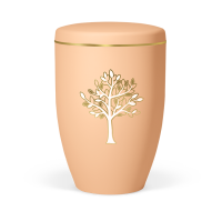 Ockerorange,  Dekor: Baum, Gold/weiss verspiegelt, Goldband