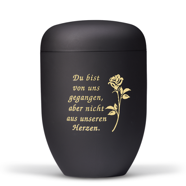 Anthrazit Velour, Rose Foliendekor, Trauertext Nr. 2